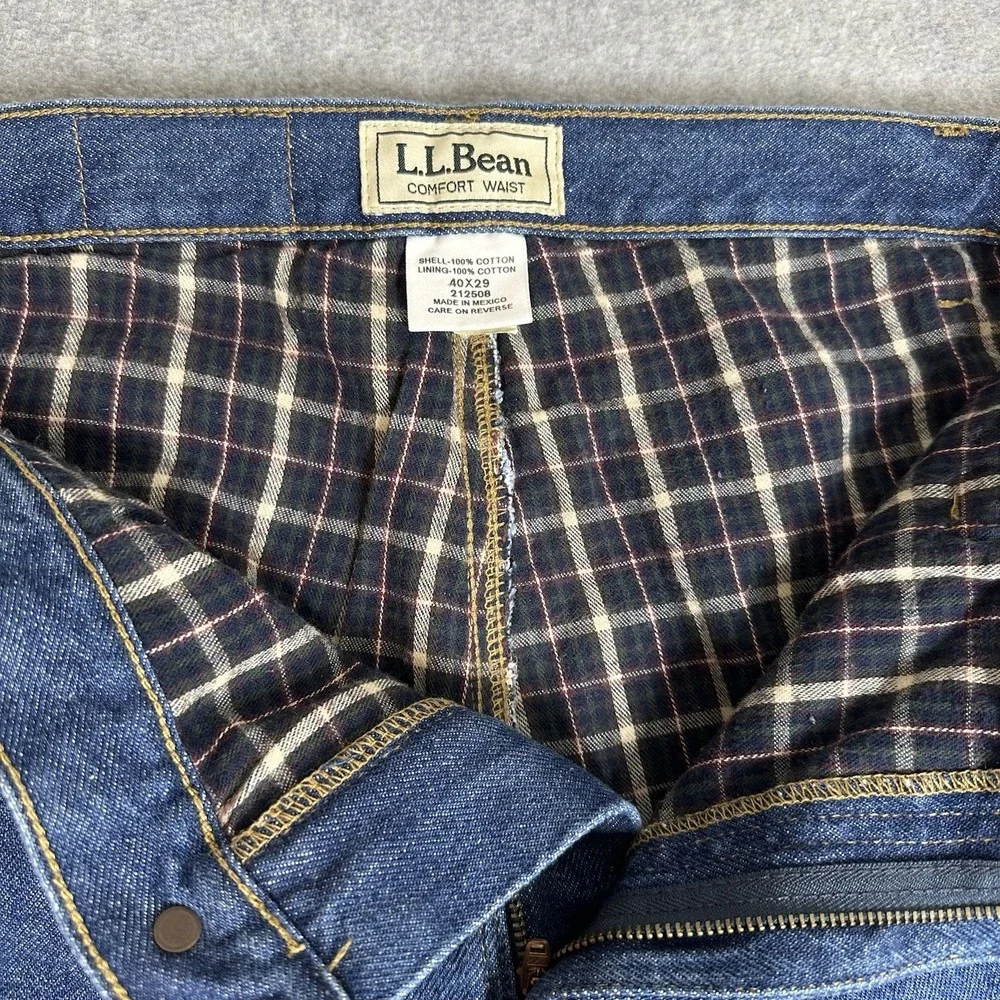LL Bean Men's Flannel Lined Vintage 90s Jeans 36x30 Elastic Waist Workwear Warm